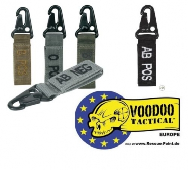 Voodoo Tactical Blood Type Tag Schlüsselanhänger Blutgruppe 0-